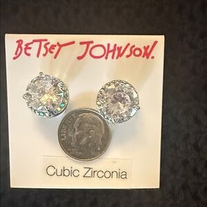 Betsey Johnson Sparkling Silver Cubic Zirconia Earrings